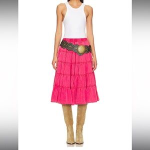 Free People Full Swing Midi Skirt Dragonfruit Sorbet / Pink